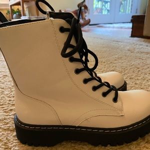 White Lace Up Boots